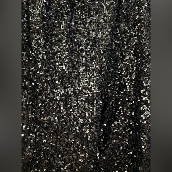 Farm Rio Black Sequin Straight Leg Pants -‎ L | Sparkle Chic Classy Night Out - Picture 8 of 13